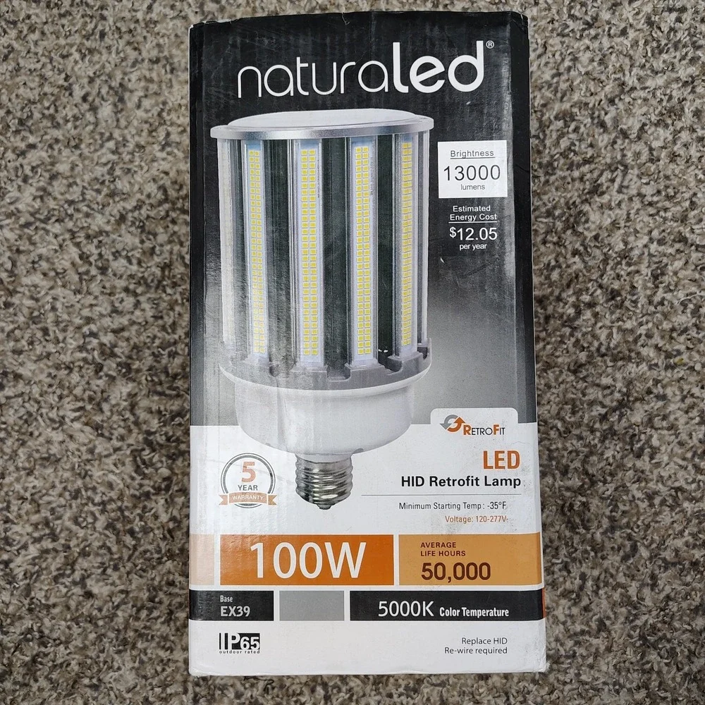 LED HID Replacement Corn Cob 120-227V 100W Watt EX39 50K 5000 Natural Daylight